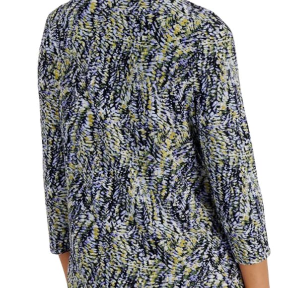 Kasper Women's Petite ITY 3Q Twist Neck, Blue- PL - Picture 2 of 3